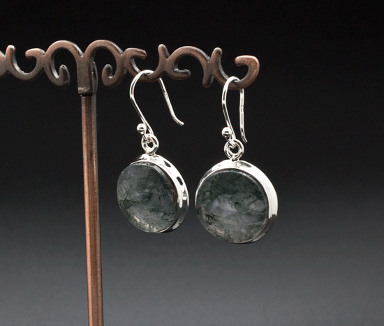 Sterling Silver Moss Agate Earrings