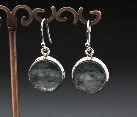 Sterling Silver Moss Agate Earrings