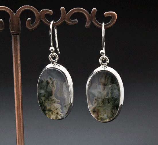 Sterling Silver Moss Agate Earrings