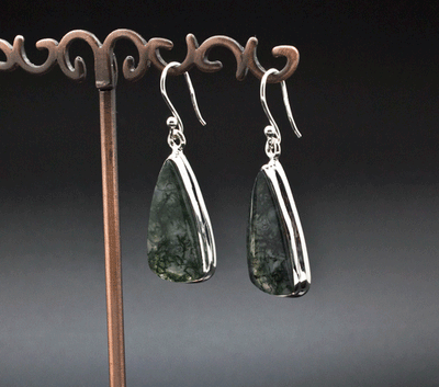 Sterling Silver Moss Agate Earrings