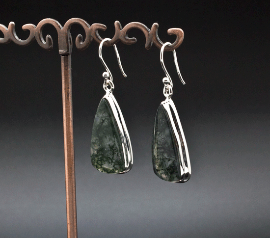 Sterling Silver Moss Agate Earrings