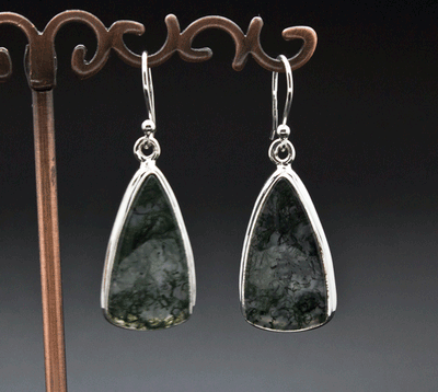 Sterling Silver Moss Agate Earrings