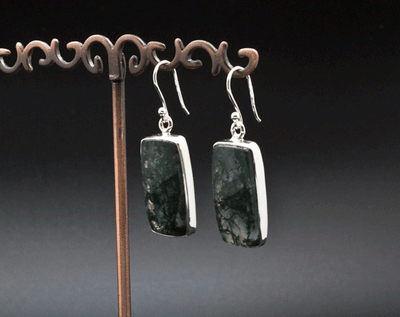 Sterling Silver Moss Agate Earrings