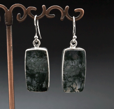 Sterling Silver Moss Agate Earrings