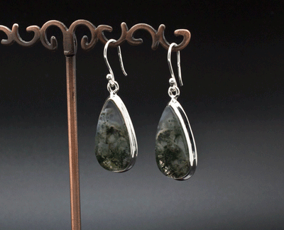 Sterling Silver Moss Agate Earrings