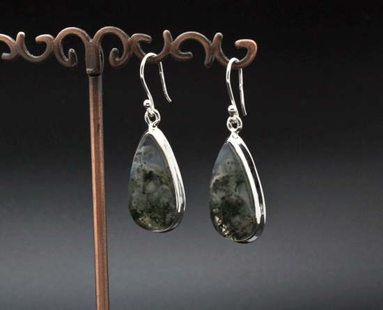 Sterling Silver Moss Agate Earrings
