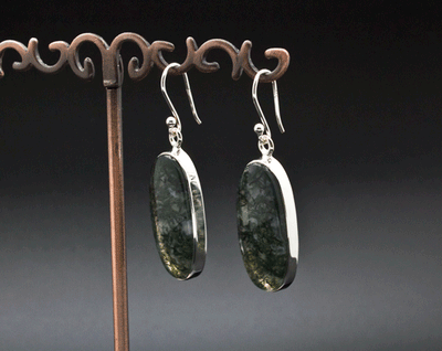 Sterling Silver Moss Agate Earrings