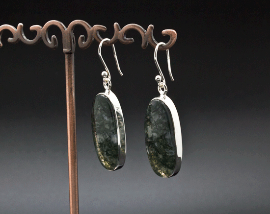 Sterling Silver Moss Agate Earrings