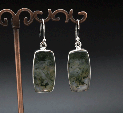 Sterling Silver Moss Agate Earrings