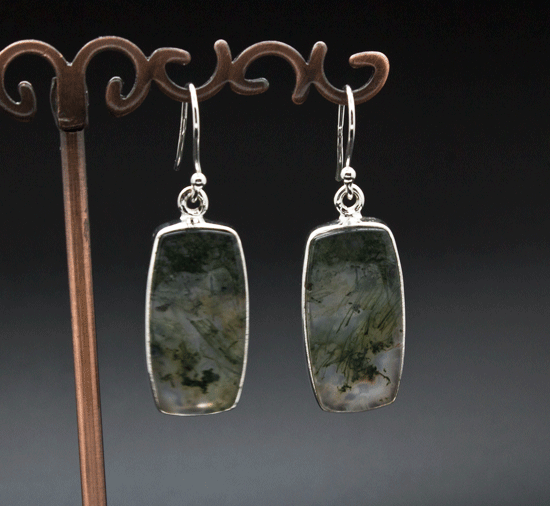 Sterling Silver Moss Agate Earrings