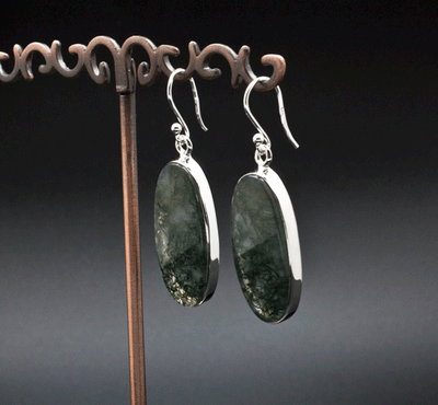 Sterling Silver Moss Agate Earrings