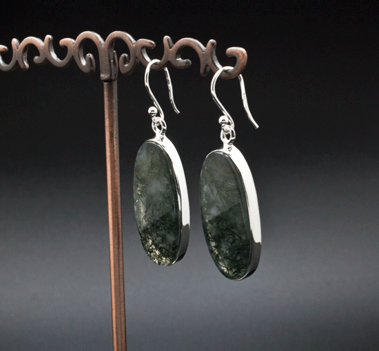 Sterling Silver Moss Agate Earrings