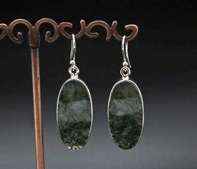 Sterling Silver Moss Agate Earrings