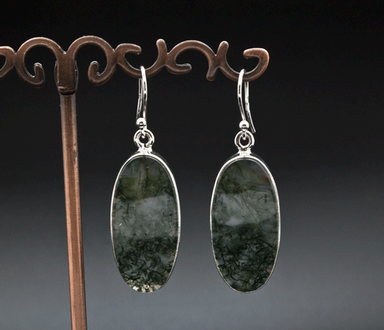 Sterling Silver Moss Agate Earrings