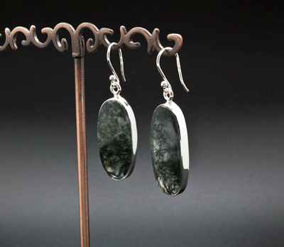 Sterling Silve Moss Agate Earrings