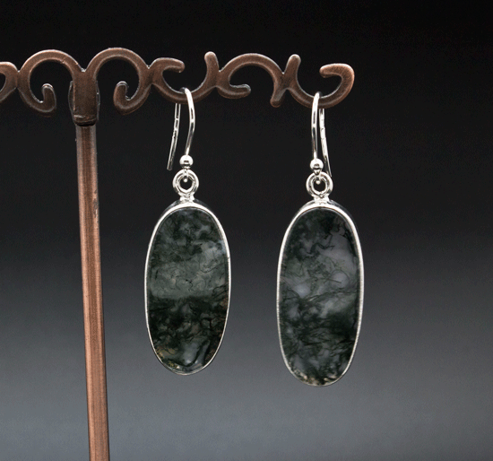 Sterling Silve Moss Agate Earrings