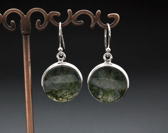 Sterling Silver Moss Agate Earrings