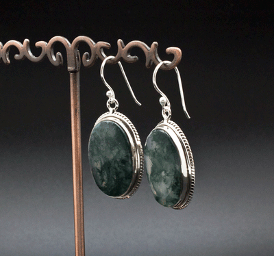 Sterling Silver Moss Agate Earrings