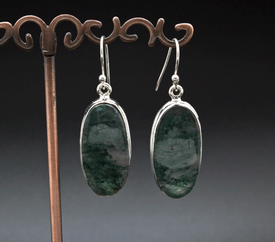 Sterling Silver Moss Agate Earrings