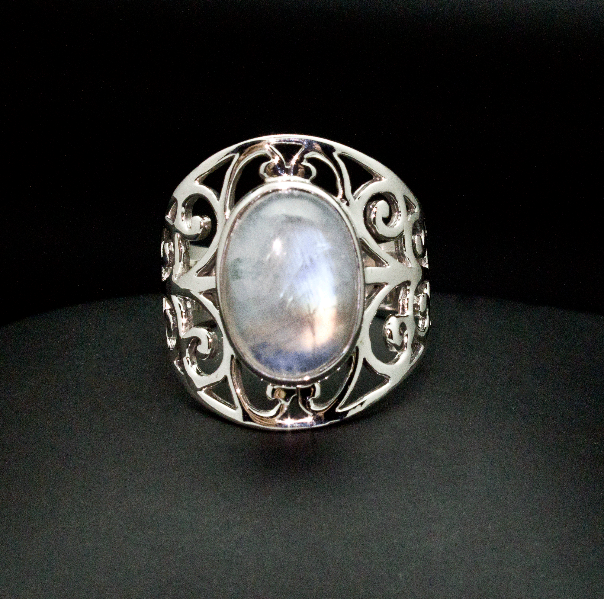 Sterling Silver Moonstone Ring Size 10