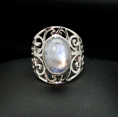 Sterling Silver Moonstone Ring Size 10