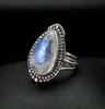 Sterling Silver Moonstone Ring Size 9.5