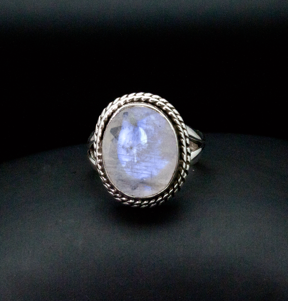 Sterling Silver Moonstone Ring Size 5