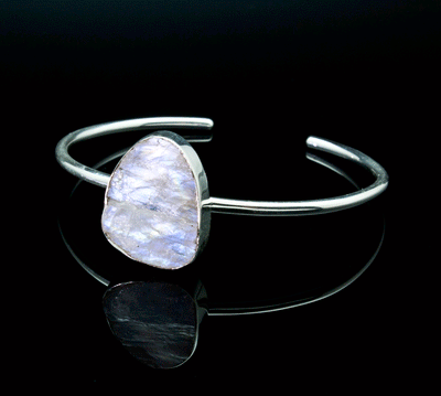 Sterling Silver Raw Moonstone Bracelet