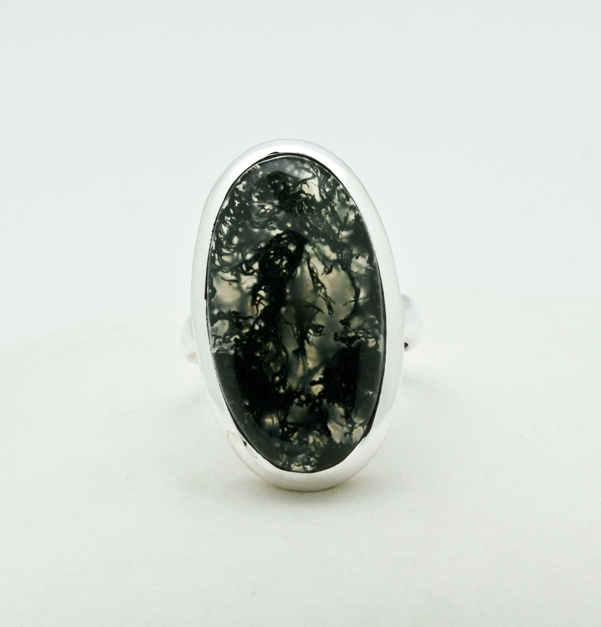Sterling Silver Moss Agate Ring Size 5