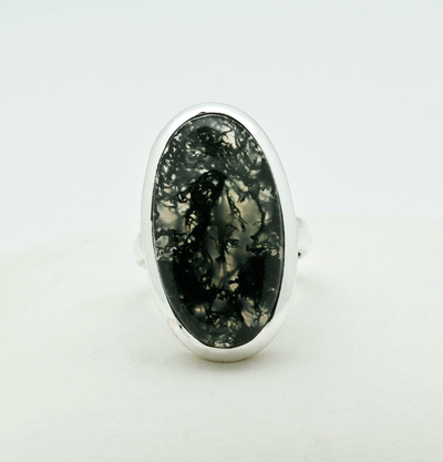 Sterling Silver Moss Agate Ring Size 5
