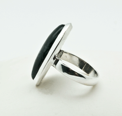 Sterling Silver Moss Agate Ring Size 5