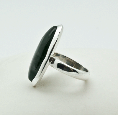 Sterling Silver Moss Agate Ring Size 5