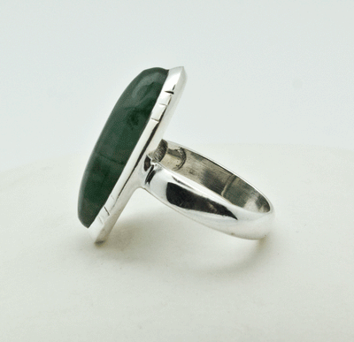 Sterling Silver Moss Agate Ring Size 5