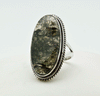 Sterling Silver Moss Agate Ring Size 5