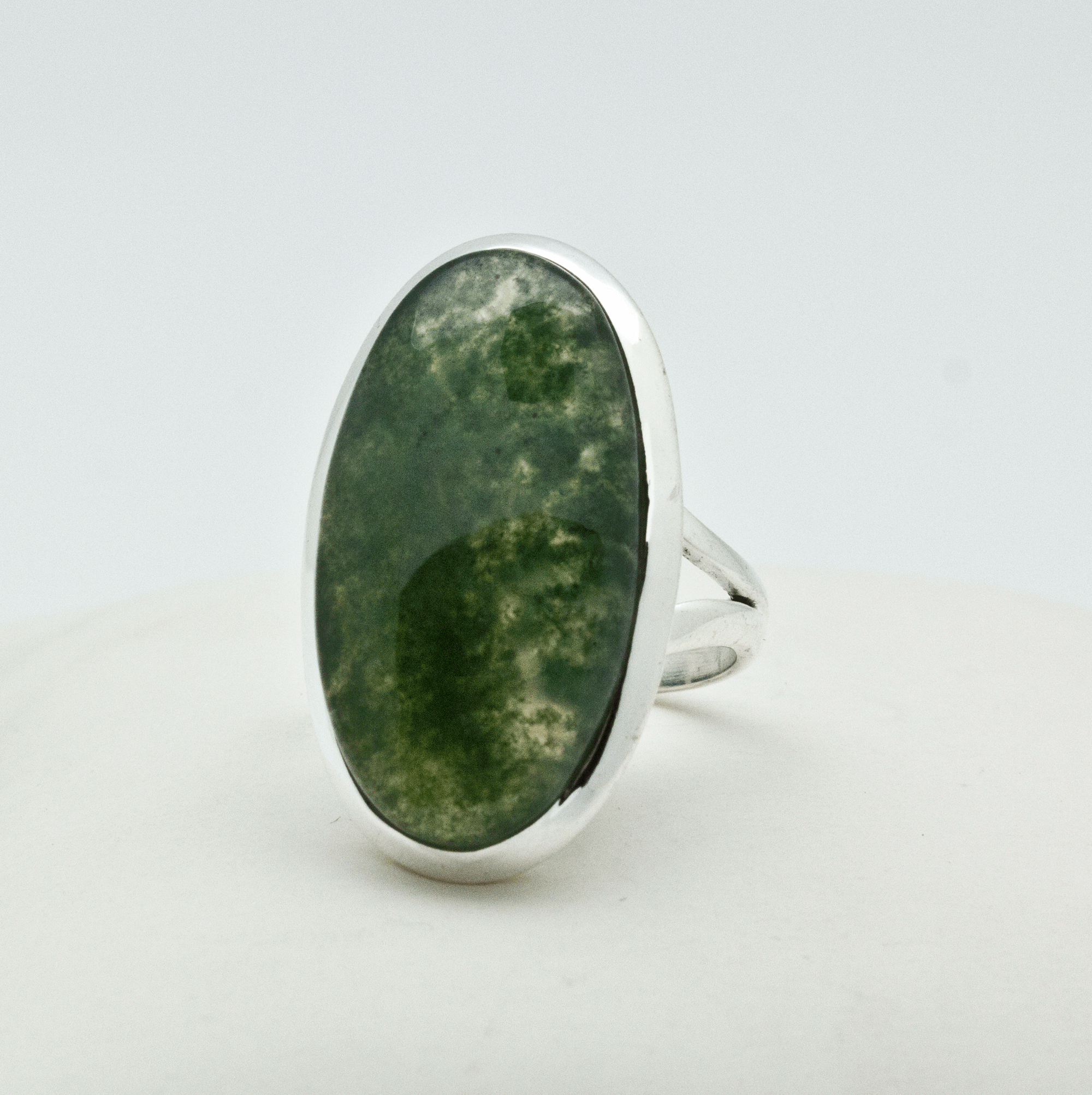 Sterling Silver Moss Agate Ring Size 7