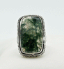 Sterling Silver Moss Agate Ring Size 6