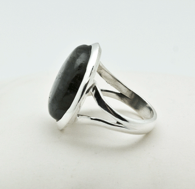 Sterling Silver Moss Agate Ring Size 6