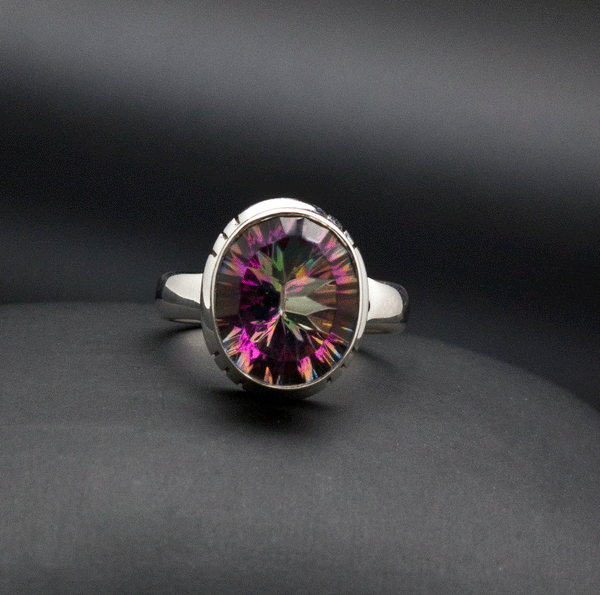 Sterling Silver Mystic Topaz Ring Size 5