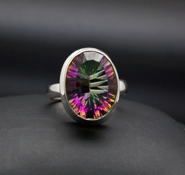 Sterling Silver Mystic Topaz Ring Size 7