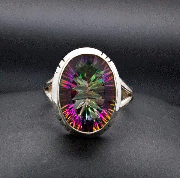 Sterling Silver Mystic Topaz Ring Size 10