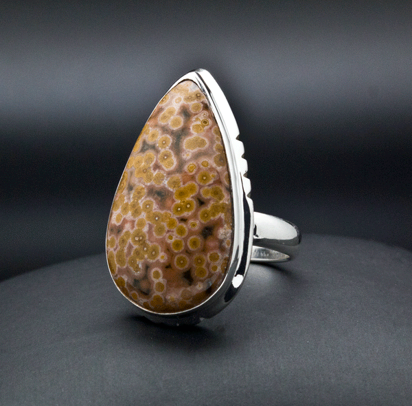 Sterling Silver Ocean Jasper Ring Size 6.5