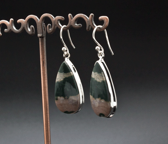 Sterling Silver Ocean Jasper Earrings