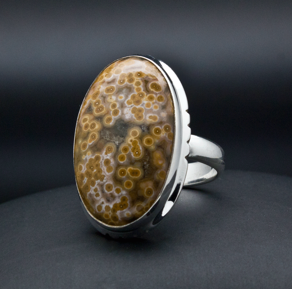 Sterling Silver Ocean Jasper Ring Size 6.5