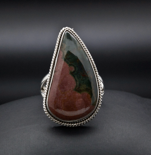 Sterling Silver Ocean Jasper Ring Size 9