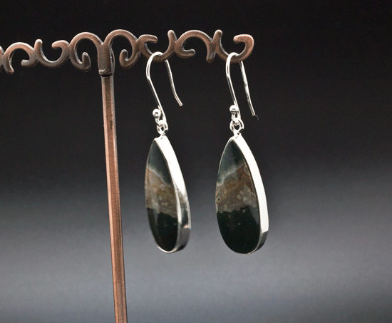 Sterling Silver Ocean Jasper Earrings