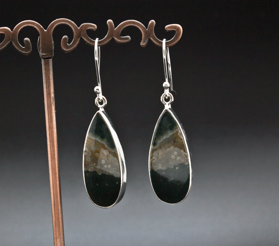 Sterling Silver Ocean Jasper Earrings