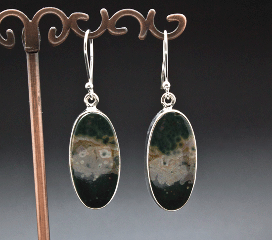 Sterling Silver Ocean Jasper Earrings