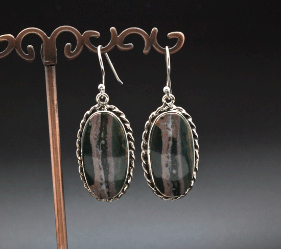 Sterling Silver Ocean Jasper Earrings