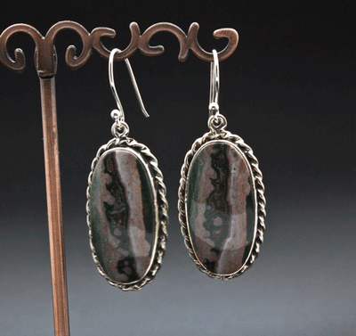 Sterling Silver Ocean Jasper Earrings