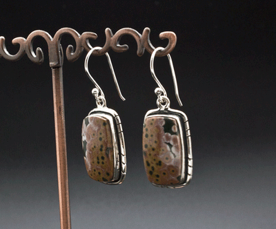 Sterling Silver Ocean Jasper Earrings